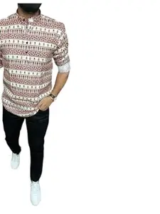 Generic Panchhi Men's Trendy Shirt (Medium) Cream