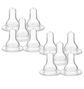 RB POINT Gentle Flow Nipple: Ensures a Tender Feeding Experience (Pack of 10 Niples, Suitable for All Bottle, Silicone)
