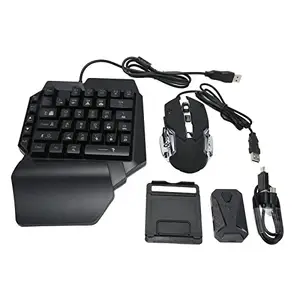 One Hand Gaming Keyboard and Mouse Combo, Single Hand Mechanical Feeling Keyboard, USB Wired LED Backlit Mouse and Keyboard with Converter for PS3 PS4 Xbox