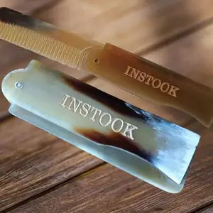 Instook Folding Pocket Comb Handcrafted Horn Comb - Natural and Gentle Hair Care (dimension 17.5 X 3 cm) colour may vary