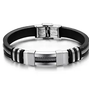 Asma Jewel House Genuine Silicone Material Titanium Stainless Steel Bracelet for Men