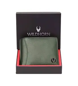 WildHorn RFID Protected Leather Wallet for Men,Green Print