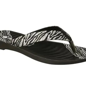 AEROBLU Black Synthetic Animal Print Thong Strap Flip-Flops Slipper For Women & Girls (AESW77-BLACK-41)