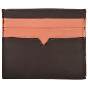 LMN Genuine Leather Brown/Orange Card Holder for Unisex NO_3 (6 Credit Card Slots)