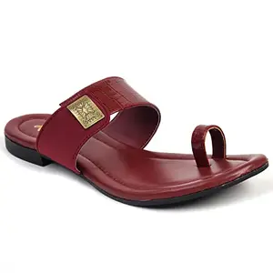 AJANTA Womens Maroon Flat Sandal CL0854