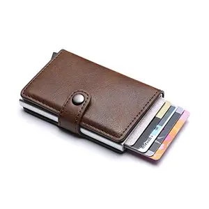 ae mobile accessorize AEMA Carrken Antitheft Men and Women Debit,Credit Card Holder PU Leather RFID Bank Card Cases Business Card Pocket (Dark Brown)
