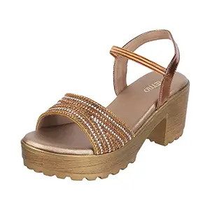 Metro Women Antique Gold Synthetic Sandals 3-UK (36 EU) (35-4542)