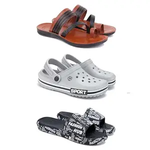 DRACKFOOT Men's Sandals | Lightweight Wear| Stylish & Easy to Wear For Men's GRT-SAN-(3-COMBO)-3151-3016-3103-8