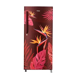 Haier 220 L 3 Star Single Door Direct Cool Refrigerator Appliance, 1 Hour Icing Technology (HRD-2203CRC, Red Crane,Floral, 2022 Model)
