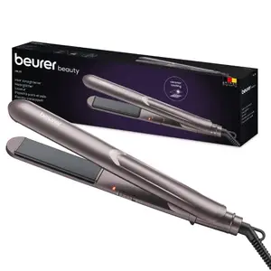 Beurer Hs 15 Hair Straightner With Ceramic Coated Plates | Compact Design With Light Weight, Suitable For All Kind Of Hair., Grey