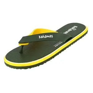 BAHAMAS Men's Slippers/Chappal/Bathroom Slippers/Flipflop for Boys (Olive-Yellow, numeric_6)