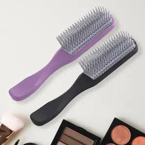 Homestic Hair Brush | Flexible Bristles Brush | Hair Brush with Paddle | Straightens & Detangles Hair Brush | Suitable For All Hair Types | Hair Brush Styling Hair | Set of 2 | Black & Purple