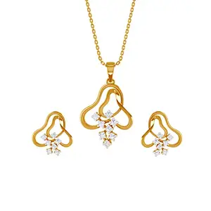 CLARA 925 Sterling Silver Eden Pendant Earring Chain Jewellery Set | Gold Rhodium Plated, Swiss Zirconia | Gift for Women & Girls