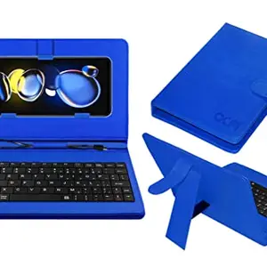 ACM Keyboard Case Compatible with Xiaomi Redmi K50i Mobile Flip Cover Stand Direct Plug & Play Device for Study & Gaming Blue