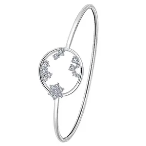 Peora Silver Plated Cubic Zirconia Studded Kada Bracelet Fancy Stylish Fashion Jewellery For Women & Girls