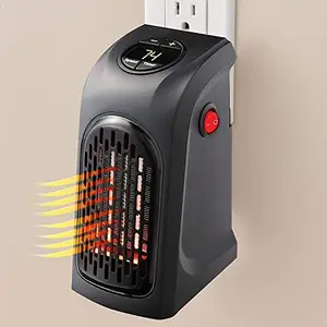 Zelvi Compact Plug-in Electric 400 Watts Handy Room Heater, The Wall Outlet Space Heater, Air Warmer Blower Adjustable Timer Digital Display for Office/Camper (Multicolor)