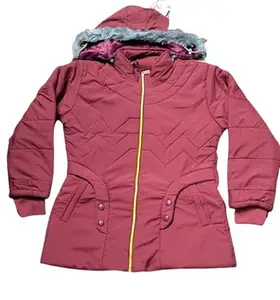 Women's Cotton Naylon Winter Wear Full Sleeve Solid Jacket (MSG01_Mude Pink)