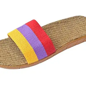 Souq Linen Light Weight Fashion Slipper/Flip-Flop Indoor Outdoor Use for Women YellowVioletRed UK8