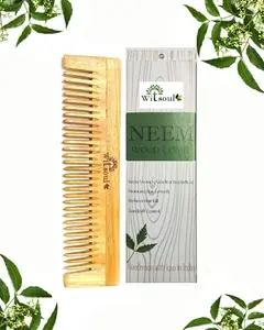 WITSOUL Natural Neem Wood Fine Toothed for Hair Growth/Hair fall/Dandruff Control/SET OF 2