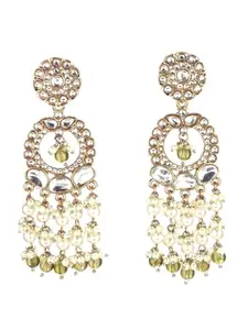 Swisni Alloy Golden Earrings with Golden N White Beads For Women|For Girls|Gifting|Anniversary|Birthday|Girlfriend