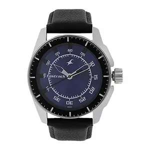 Fastrack Men Leather Purple Dial Analog Watch -Nr3089Sl01, Band Color-Black