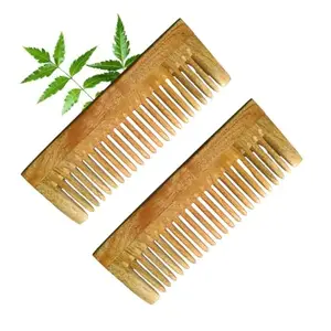 2PCS Kachhi neem wooden Wide Tooth shampoo comb || Kacchi neem Wide Tooth shampoo comb