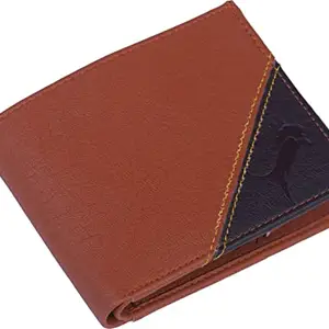 WILD EDGE Mens Bi-fold Leather Wallet | Stylish Artificial Leather Wallet for Men | Flap-Closure Solid Design Leather Wallet for Men (Brown-Black)