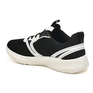 Impakto Athletic Running Shoes, Black and Red, Knit Mesh Fabric, Breathable Upper, Slip-on Design with Memory Foam Insole, Classic Style for All-Day Walking Comfort, Unisex (UK Footwear Size System, Adult, Men, Numeric, Medium, 8)