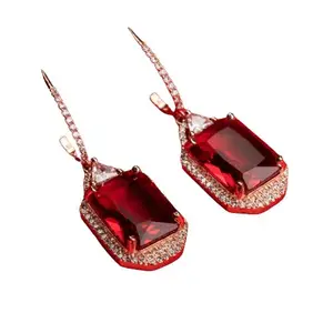 Sheetal Kart American Diamond and ruby stone Earrings