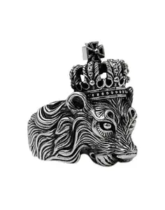 SJ SHUBHAM JEWELLERS™ 925 Sterling Silver Oxidised Lion King Ring for boys and Men, Hallmark Ring(20)