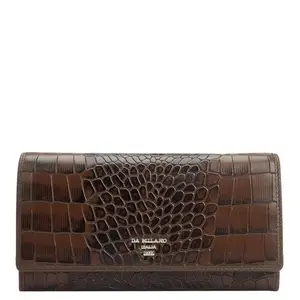 Da Milano Flap Leather Wallet for Women - Brown