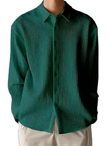 WIZOON Shirt for Men | Men’s Black Shirt | Cotton Blend Shirts | Casual Shirt's | Spread Collar | Full Sleeves | Regular Fit