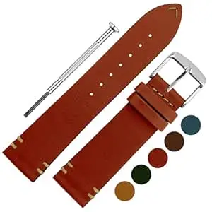 DBLACK ''MAGU'' 22mm Genuine Leather Watch Strap, Handmade, Minimalist Stitch, Matte Finish, Leather Watch Straps // For 22mm, Premium Leather Watch Bands (Choose Your Size & Color)