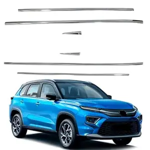 AUTO MOTO AutoMoto Car Window Lower Garnish/Chrome line Beading/Silver molding Stainless Steel Compatible with Toyota Hyryder All Model
