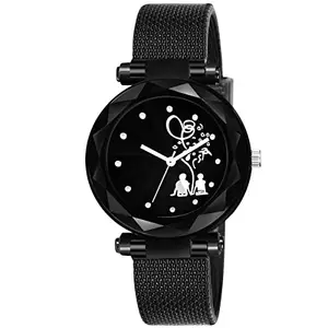 GIRISA Women's Watches Black Strap Analogue Simple Style Ladies Fashion Watches (Couple Dial)