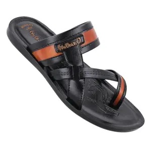 WALKAROO WG5460 Mens Sandals for Casual Wear and Regular use - Black Tan