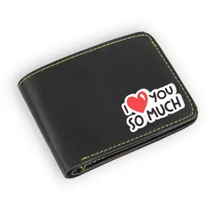 The Unique Gift Studio Men's Leather Wallet - I Love You So Much Design Printed on Wallet - Black Color