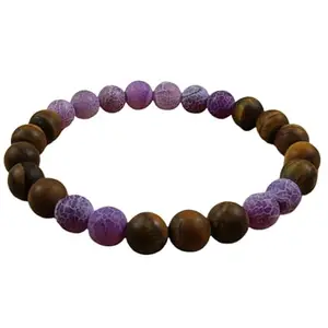 RRJEWELZ Natural Purple Agate & Agarwood 8mm round Shape smooth Cut Beads 6.5 Inch Stretchable Bracelet for Men & Women.|STBR_RR_07902_6.5