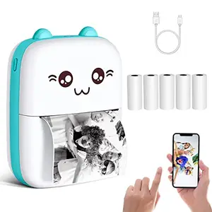 ZORBES ZORBES Mini Photo Printer, Small Pocket Printer Black and White Printing Bluetooth Thermal Printer Compatible with iOS, Android Portable Printer with 6 Rolls Printing Paper for Notes, MemoS