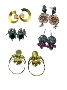 Traditional Ethnic Combo Of Five Different Type Of Multi-Coloured Earrings For Girls And Women earring