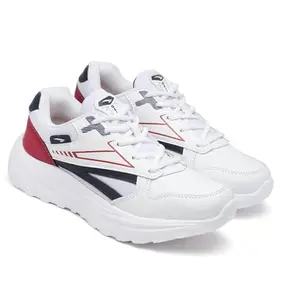 ASIAN Sports Shoes for Men | Soft Cushioned Insole || TERMINATOR-08 Running Shoes for Men White Navy RED,UK 9
