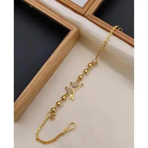 Gold Brass Allure Colorful Bracelet/Bangles for Women | Non-Adjustable | Cubic Zirconia/American Diamond | Size Free Size | 2tn66z_B&Bangles_FS_255