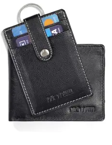 DUO DUFFEL Genuine Leather Credit Card Holder & Wallet for Men and Women, Thin Bifold RFID Blocking Wallet
