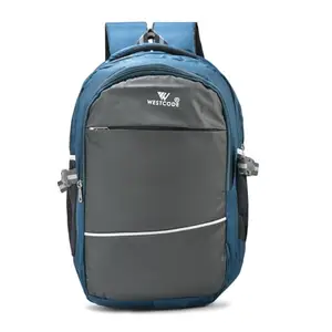 West Code Backpack with Laptop compartment/School Bag Waterproof School Bag (Grey,Blue 30 L)