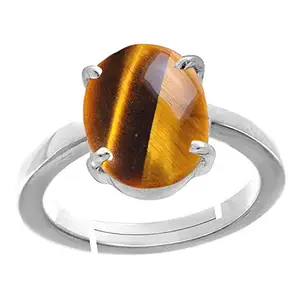 Anuj Sales Anuj Sales 16.25 Ratti 15.00 Carat Natural Tiger Eye Silver Ring Original Certified Tiger’s Eye Ring Oval Cut Gemstone Astrological Silver Plated Ring