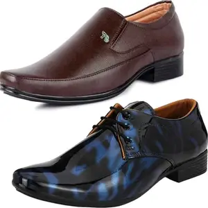 Vitoria Slip On Shoes for Men | Shoes for Men with PU Sole | Comfortable & Lightweight |Durable & Trendy Design | Color : Multicolor | Size : 7, VTR_101BkBu_VTR_2006BdrBrwn_2S_7