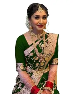 Shasmi Women's Banarasi Saree Pure Kanjivaram Silk Saree Soft new ladies 2026 Design Wear Pattu Sarees Latest Cotton Party Sari collections With Blouse Piece for Wedding sadi (PARI 164)