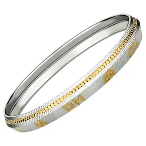 Fas + IK01 Brass Om Nature Positive Energy High Durable Premium Igp Silver Gold Plated Kada Bracelet for Men & Boys (2.14 (XL))