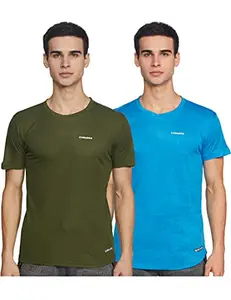 Charged Active-001 Camo Jacquard Round Neck Sports T-Shirt Scuba Size Medium And Charged Pulse-006 Checker Knitt Round Neck Sports T-Shirt Olive Size Medium