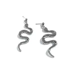 RUVEE Stainless Steel Serpente De Illusion Hoop Platinum Plated Earrings for Women & Girls